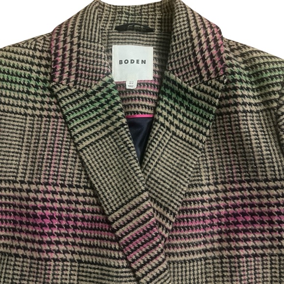 BODEN Double-Breasted Checked Coat Women’s Size 10 - Picture 6 of 16